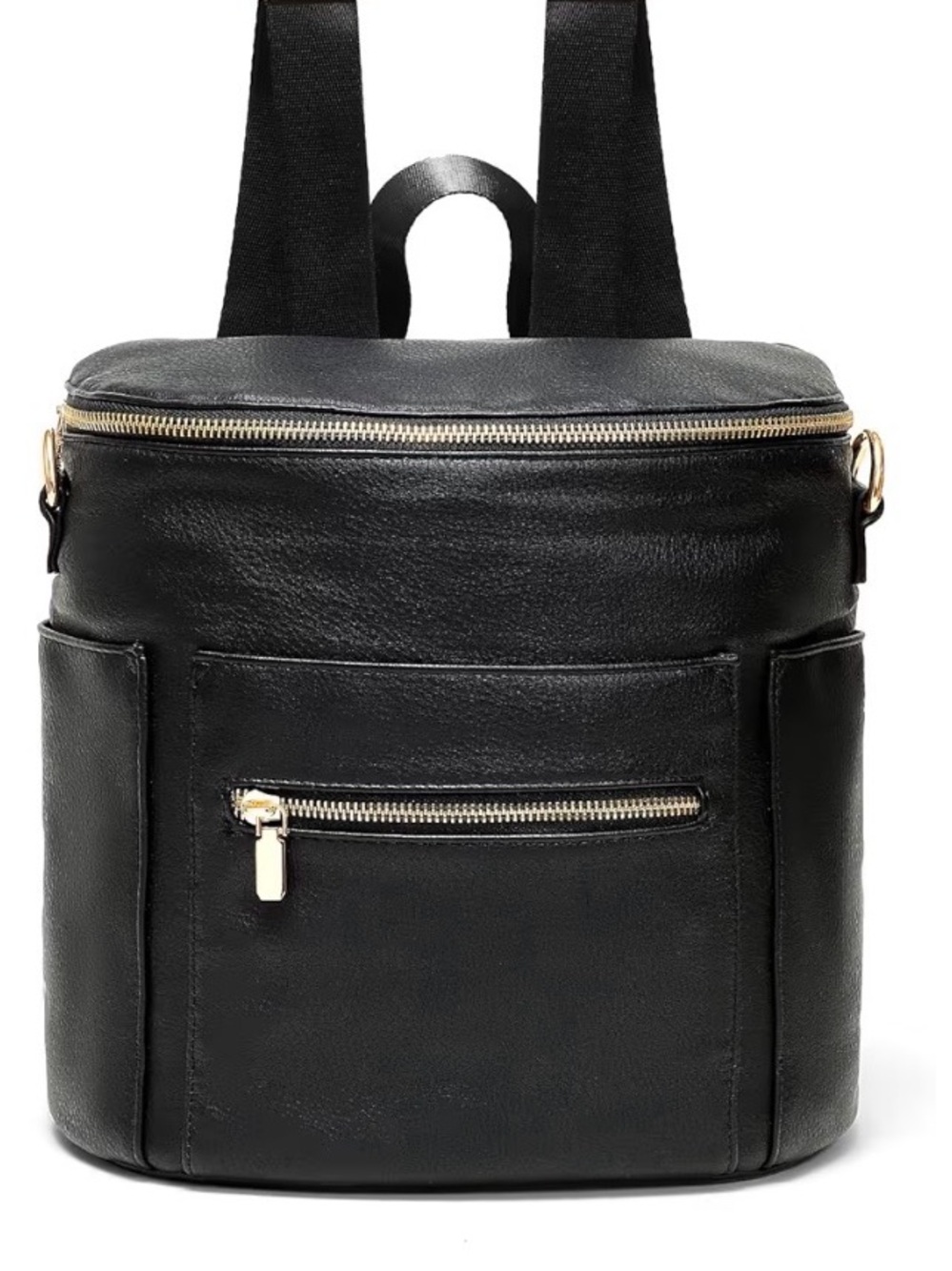 Black Leather Baby Bag Backpack - Unbranded